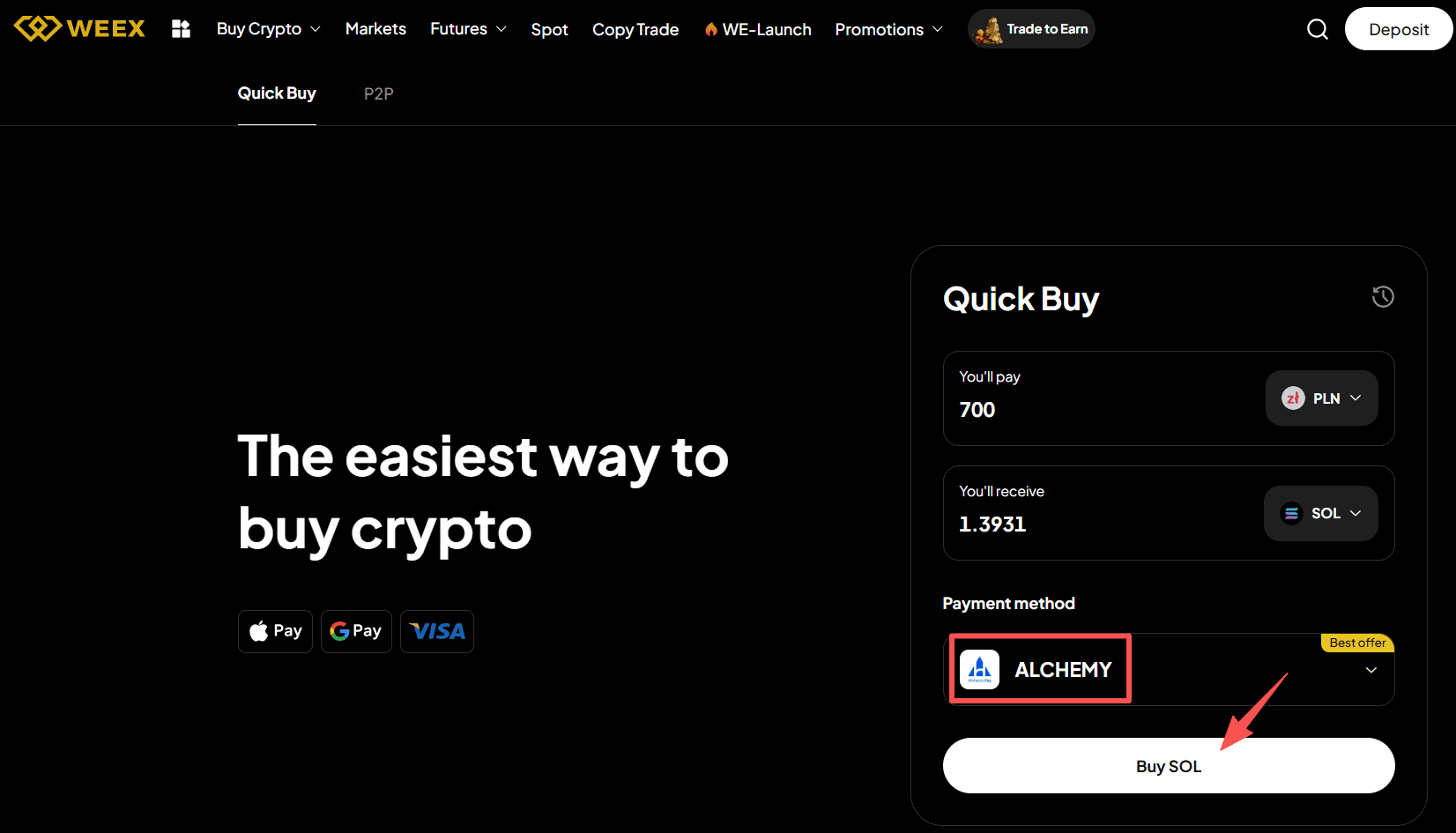 Step3: How to Buy SOL with PLN on WEEX OTC?  Web Version