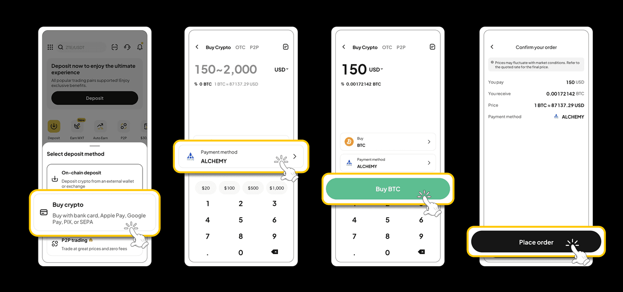 Buy XRP OTC with Credit Card on WEEX (App)