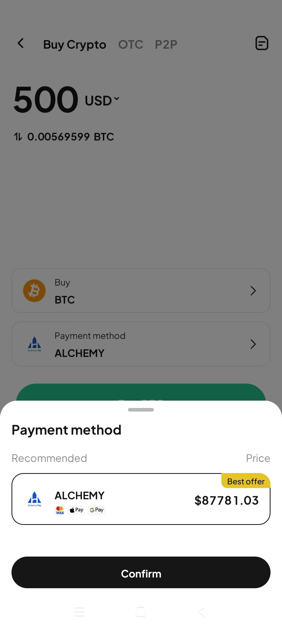 How to Buy BTC OTC with Debit card on WEEX Platform-APP Version-Step3